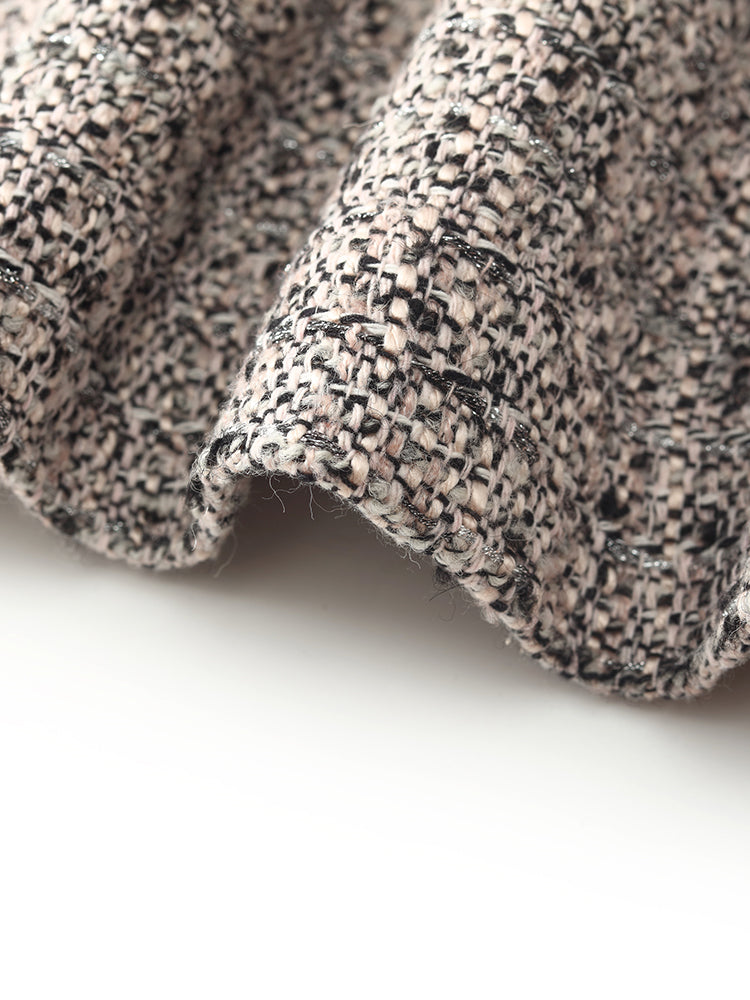 Yün Karışımlı Patchwork Kadife Mini Gri Kışlık Elbise Çıkarılabilir Fiyonklu