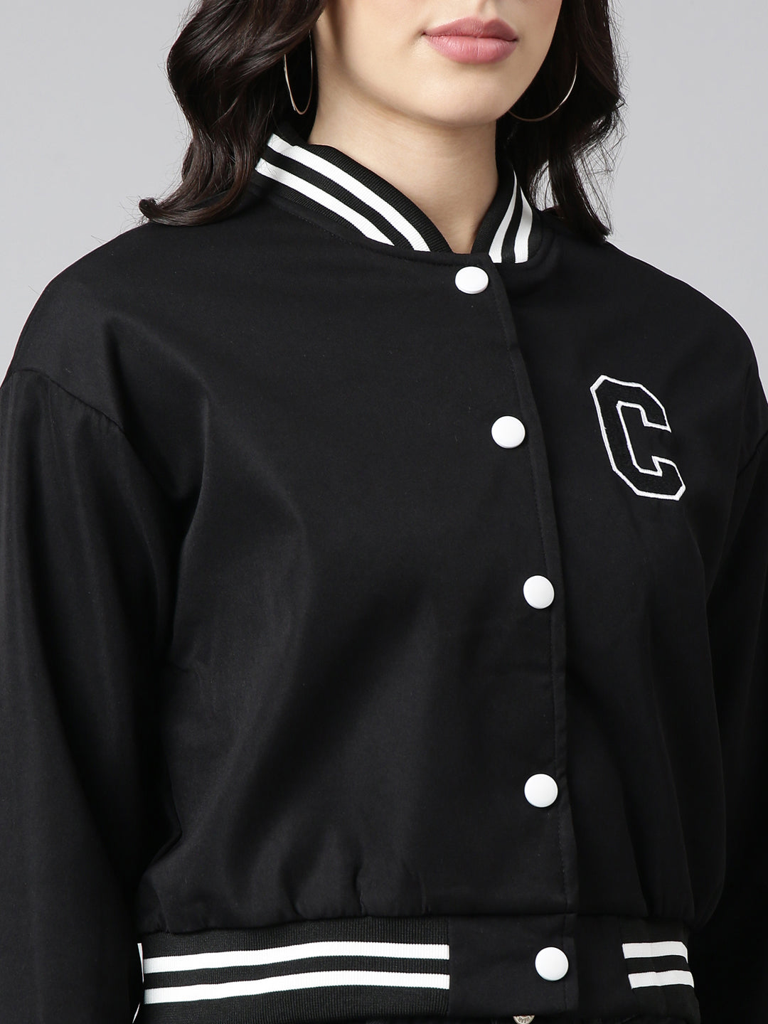 Düz Kesim Düşük Omuzlu Varsity Ceket