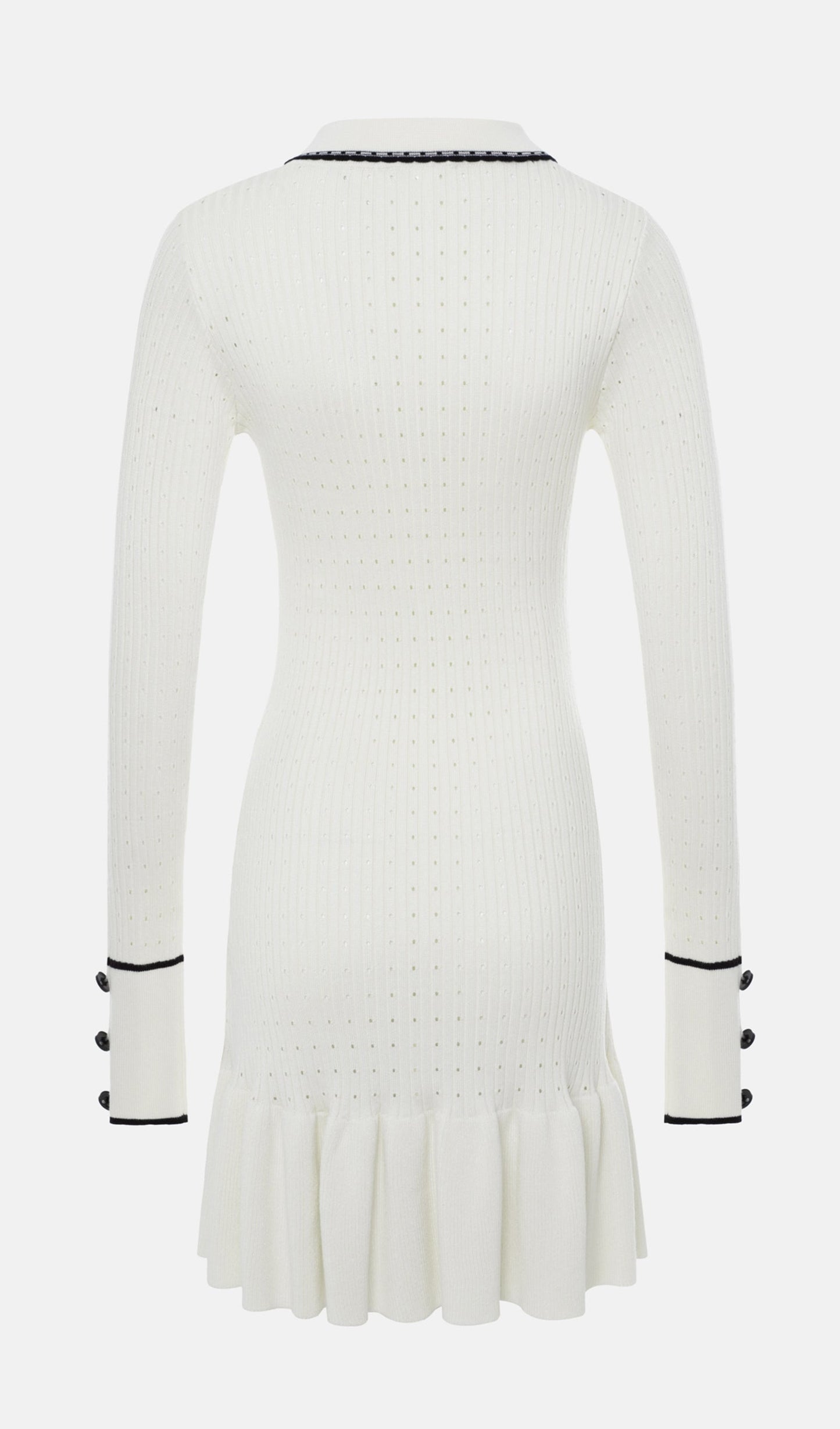 Fitted Dokulu Jersey Mini Elbise-Beyaz