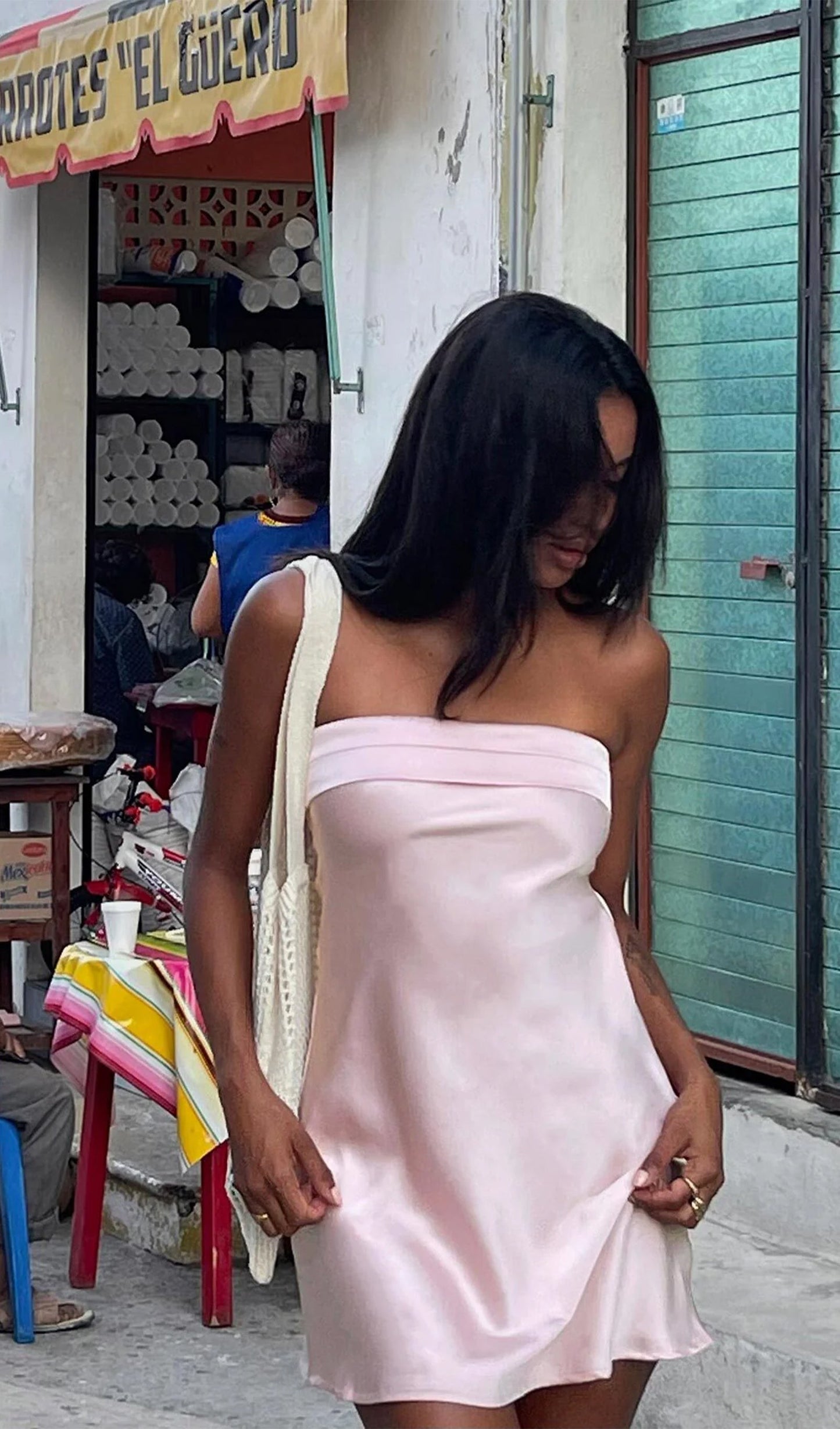 Phillipa Kapalı Omuz Mini Elbise Pembe