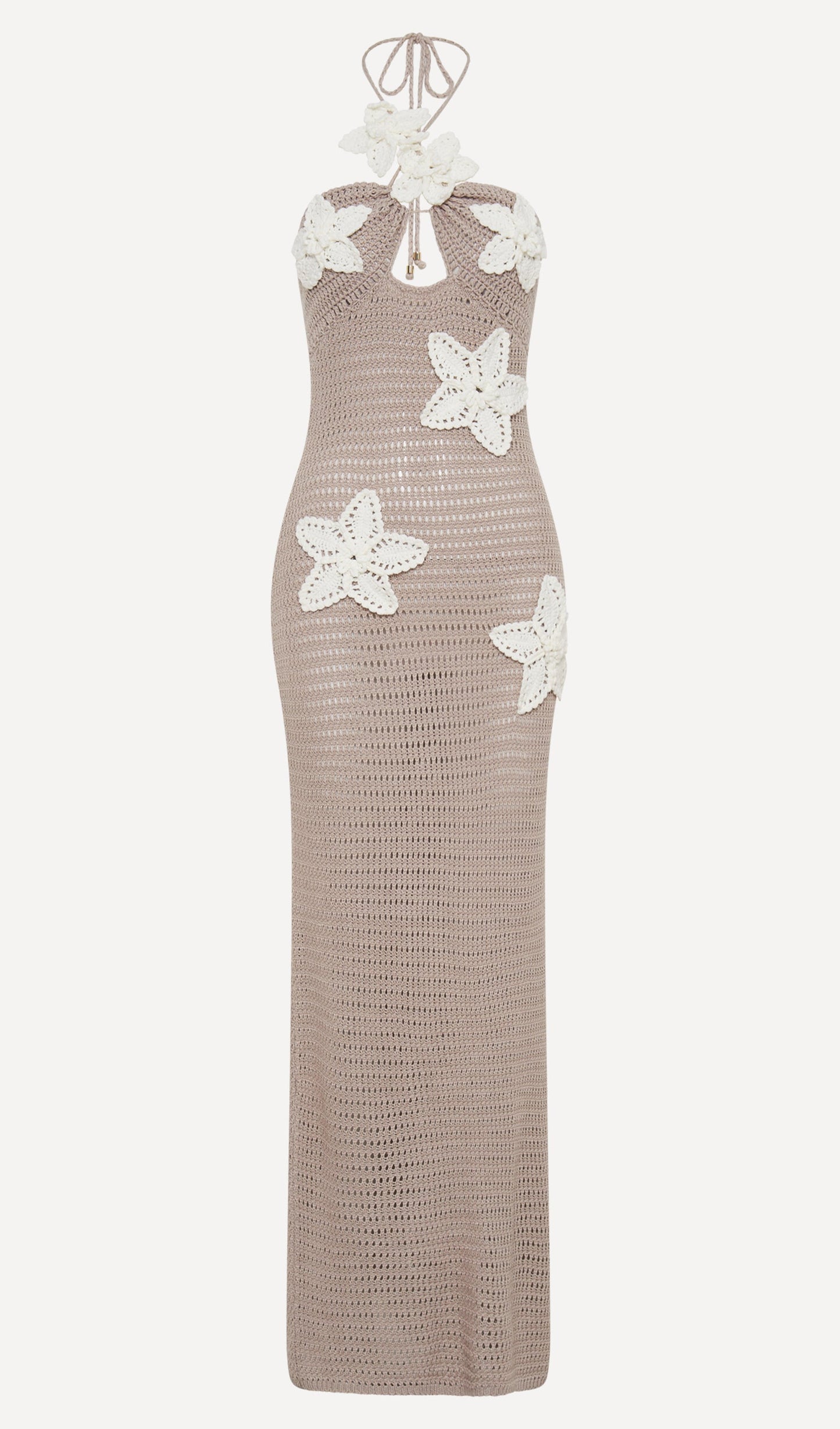 Çiçekli Kroşe Taupe Pareo