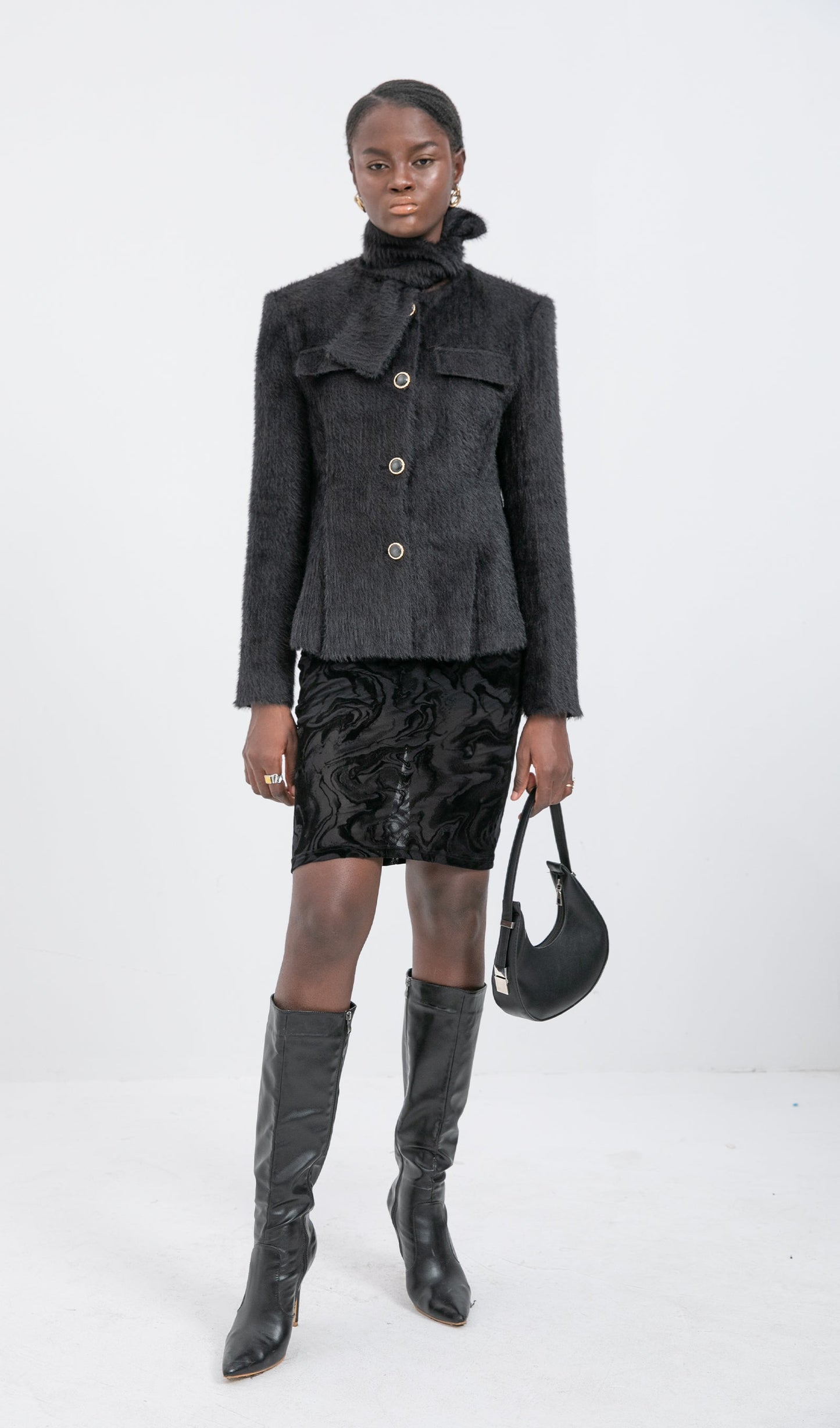 Trendy Desen Dokulu Midi Etek