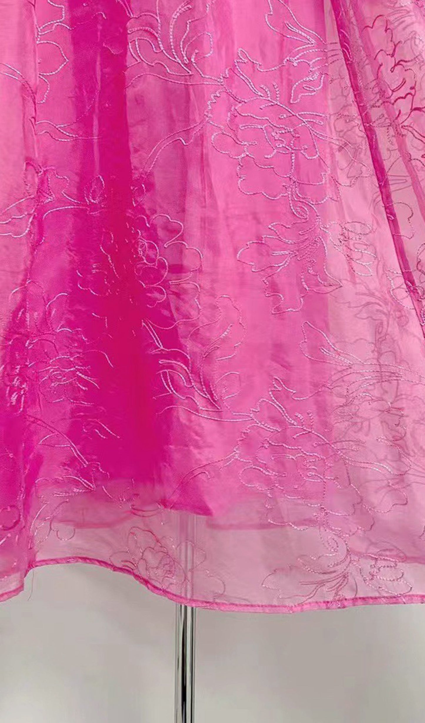 İşlemeli Fit ve Flare Midi Askılı Elbise Pembe