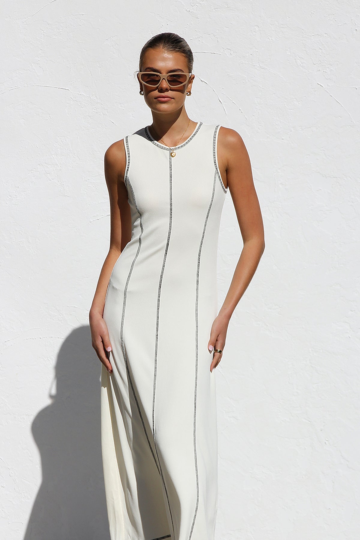 Ariana Maxi Elbise-Beyaz
