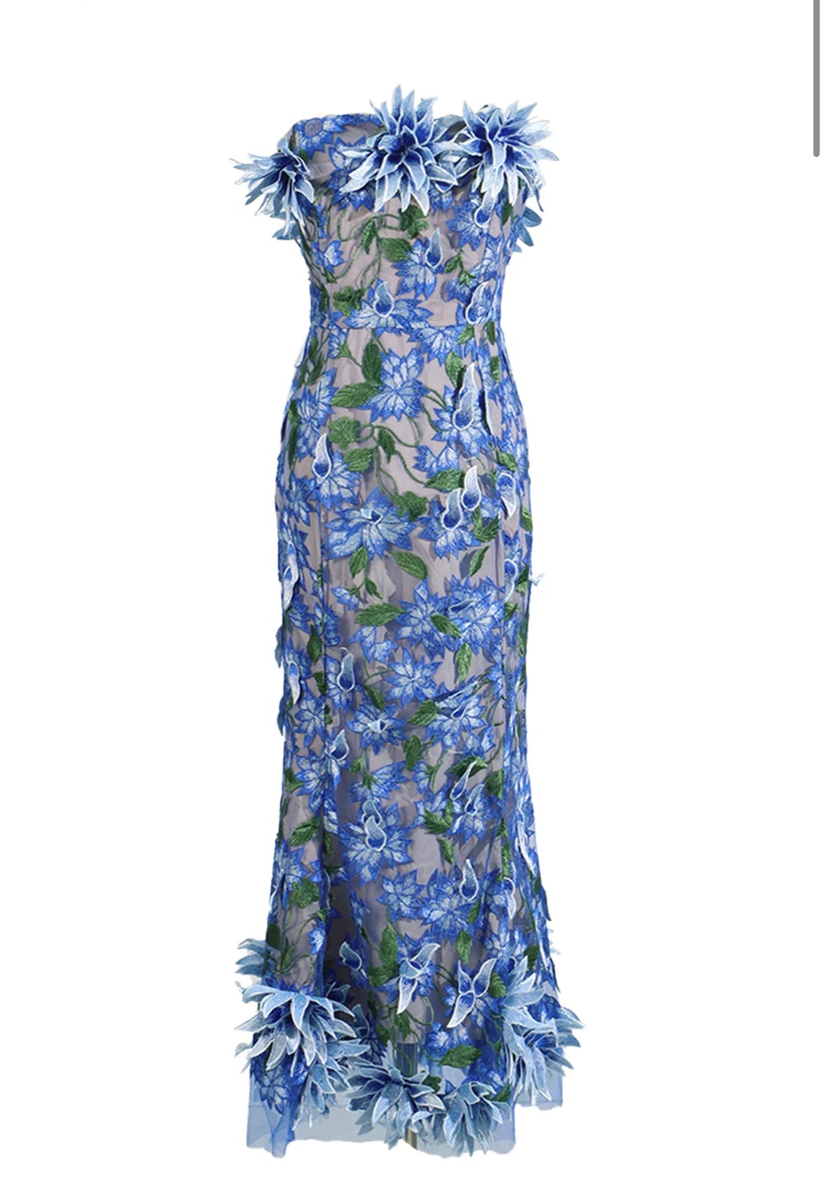 Rosalia 3D Çiçek Dantel Midi Elbise