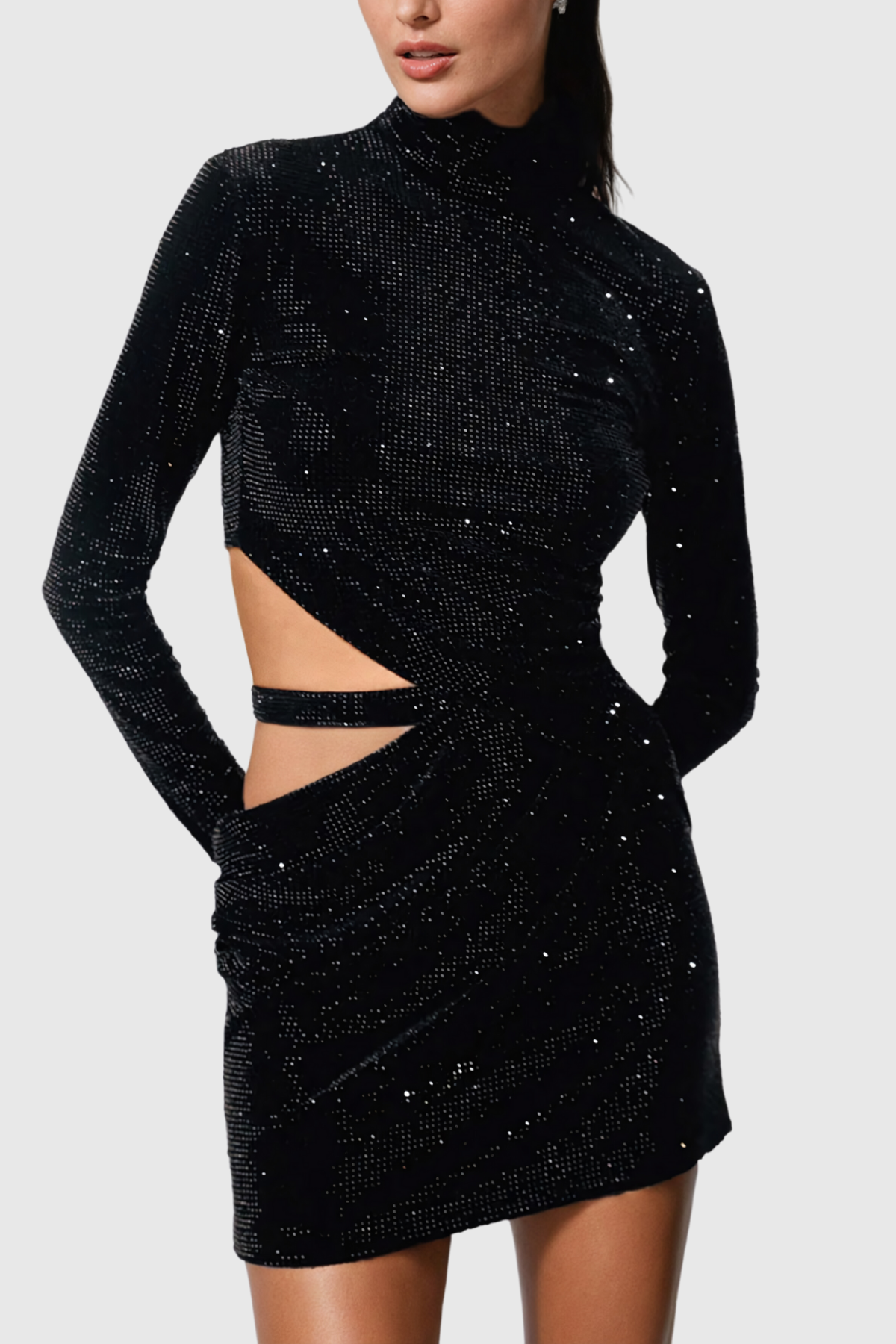 Abiba Cutout Payet Bodycon Mini Elbise