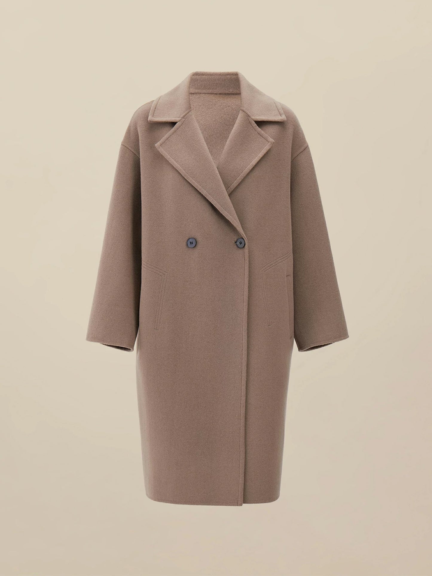 Yün Çentikli Yaka Uzun Kollu Kaban