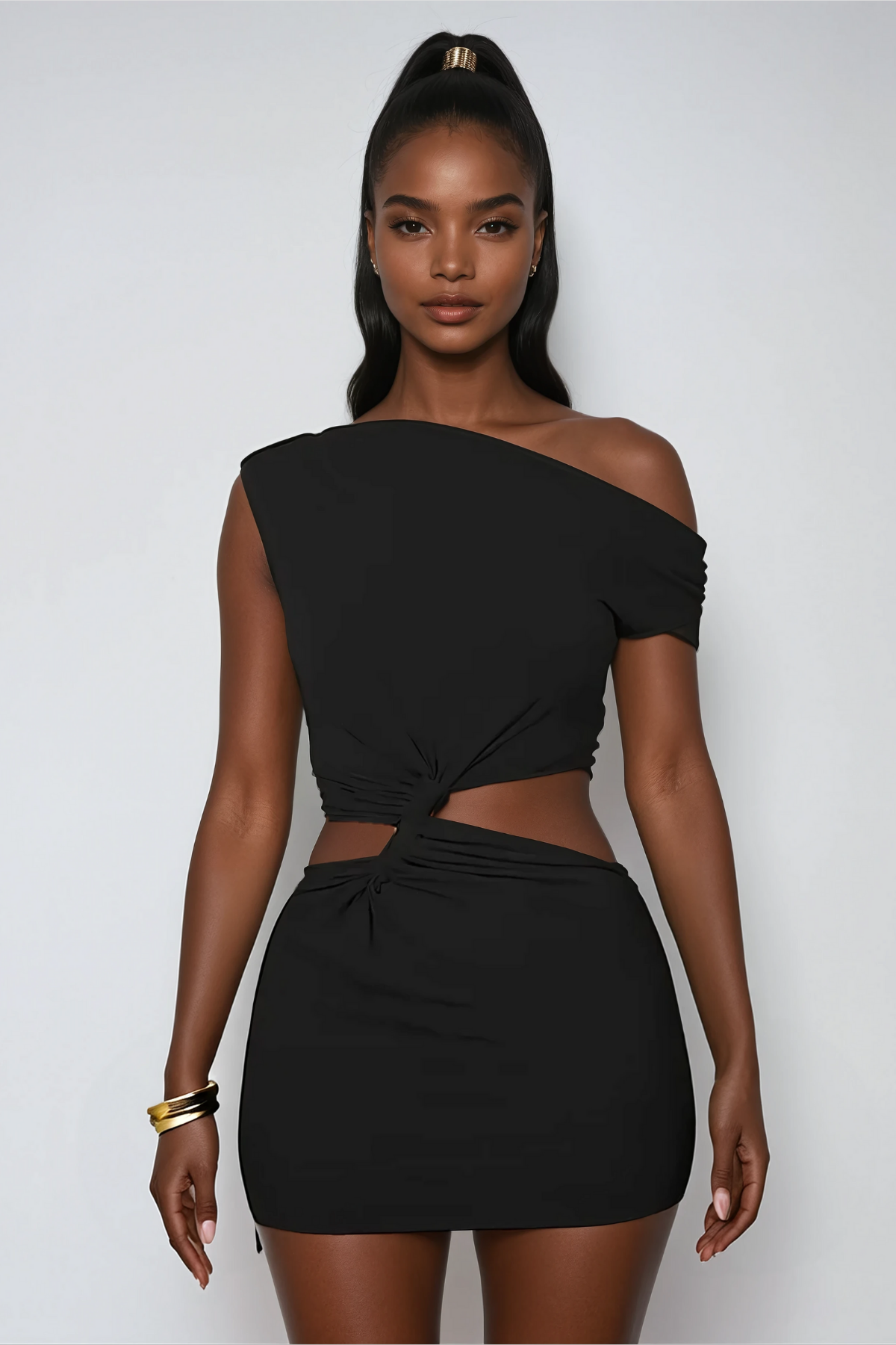Anana Single Shoulder Twist Cutout Mini Dress