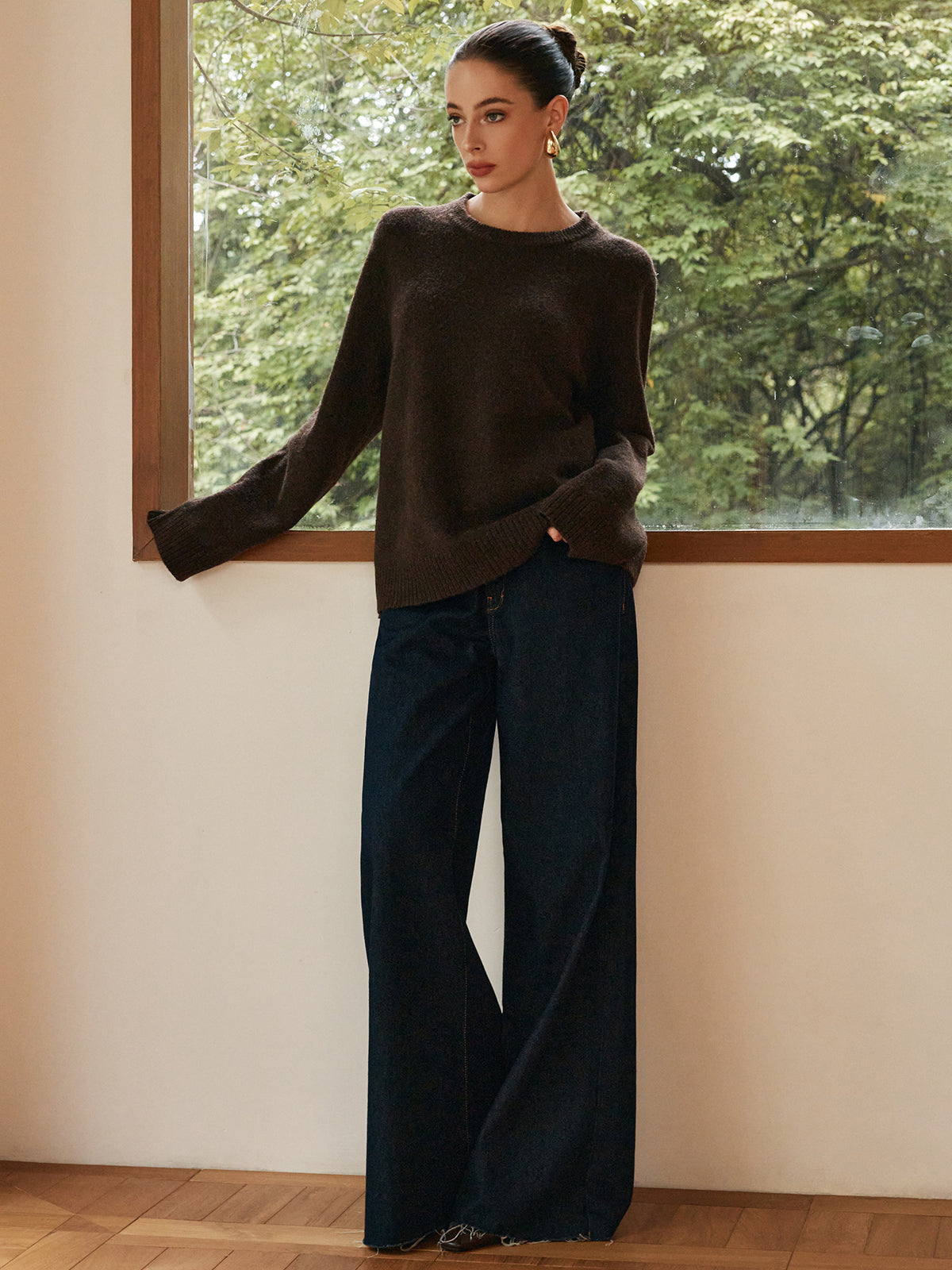 Luźny sweter drapowany w stylu rekreacyjnym