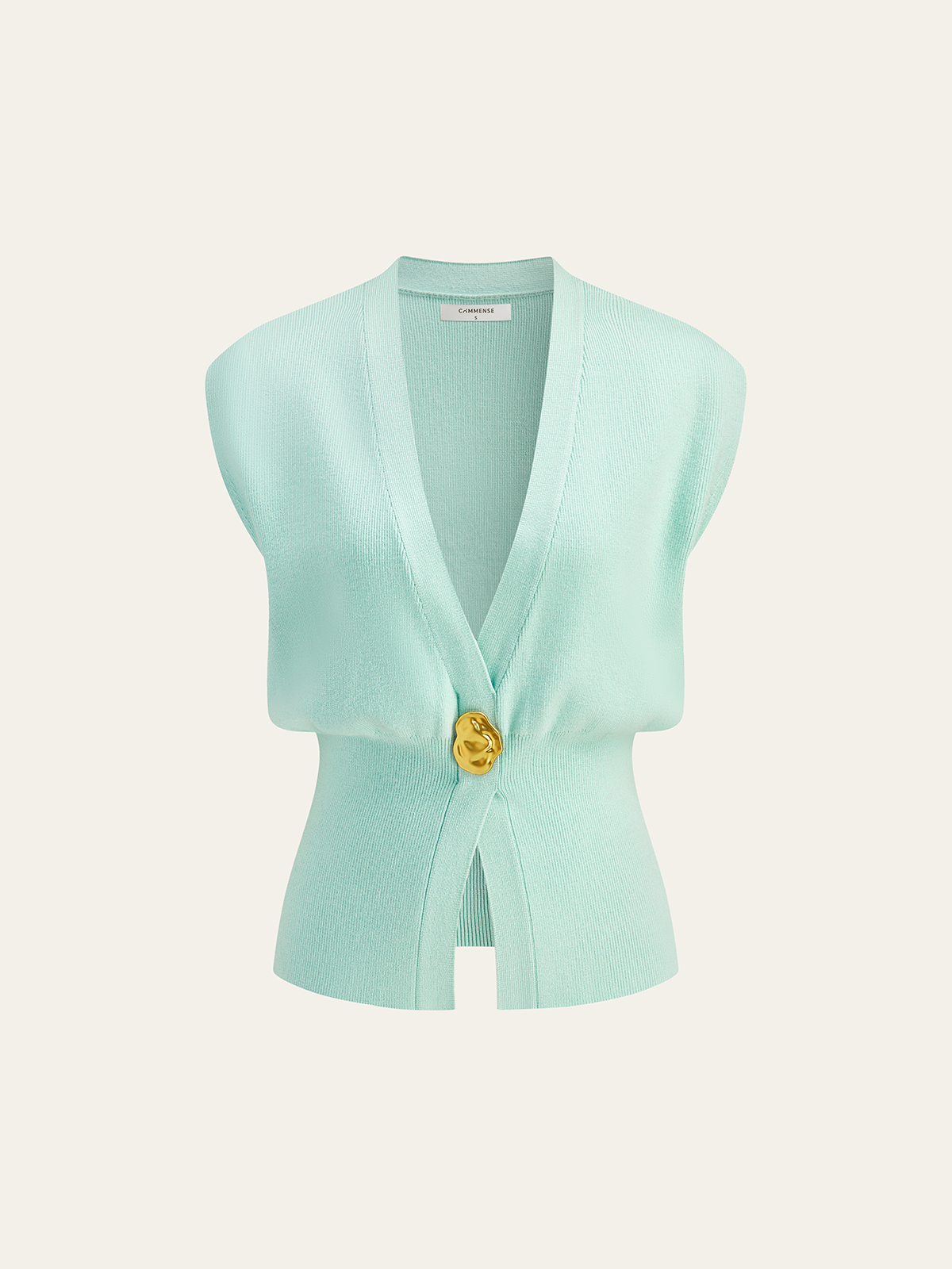 V Yaka Düğmeli Detaylı Örgü Üst Yelek