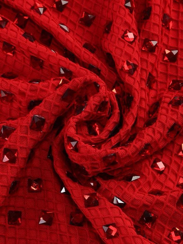 Czerwona kryształowa sukienka midi Rose