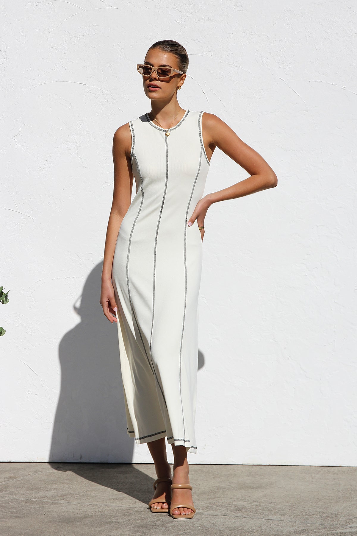 Ariana Maxi Elbise-Beyaz