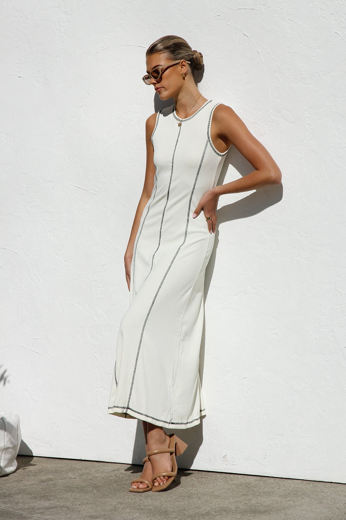 Ariana Maxi Elbise-Beyaz