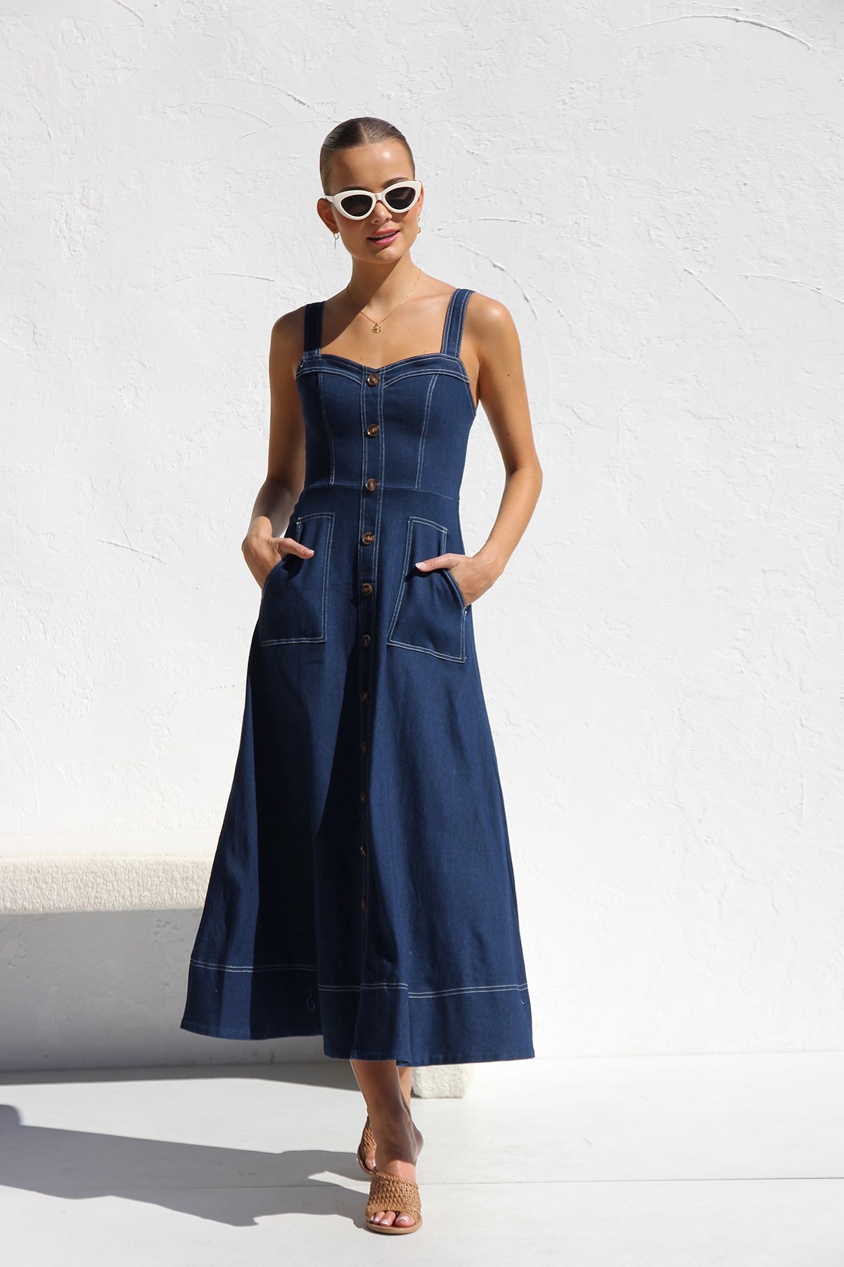 Danielle Maxi Elbise İndigo Denim