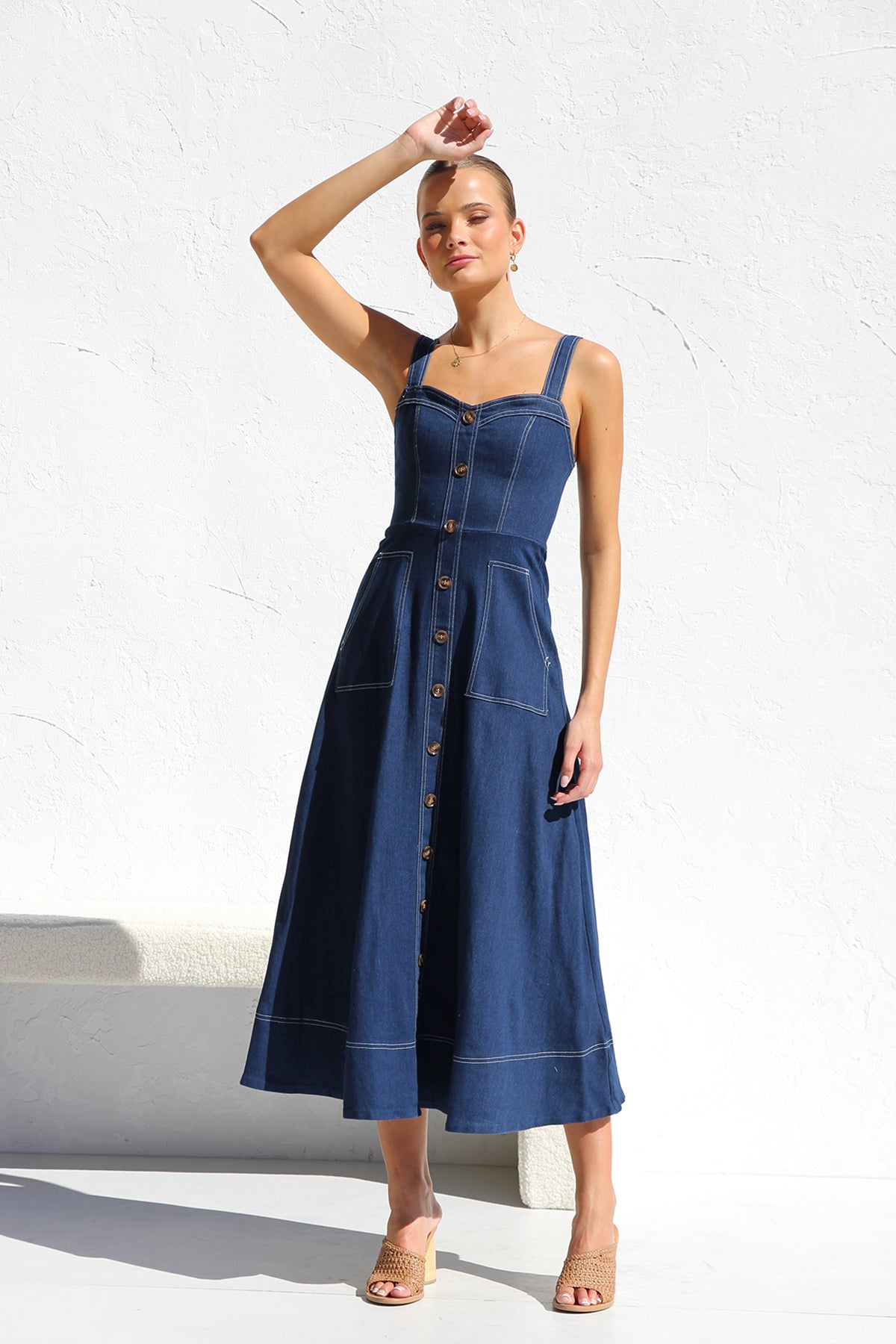 Danielle Maxi Elbise İndigo Denim