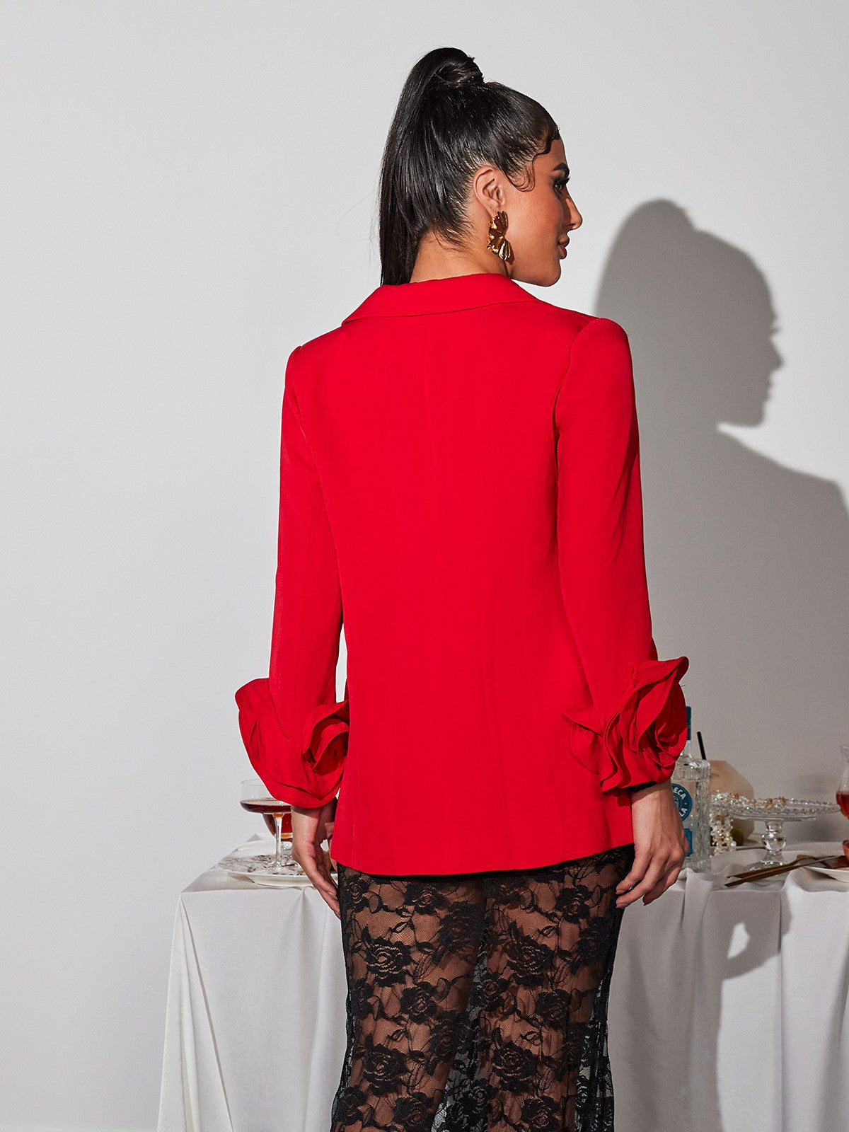 Jevonte Uzun Kollu Çiçek Blazer