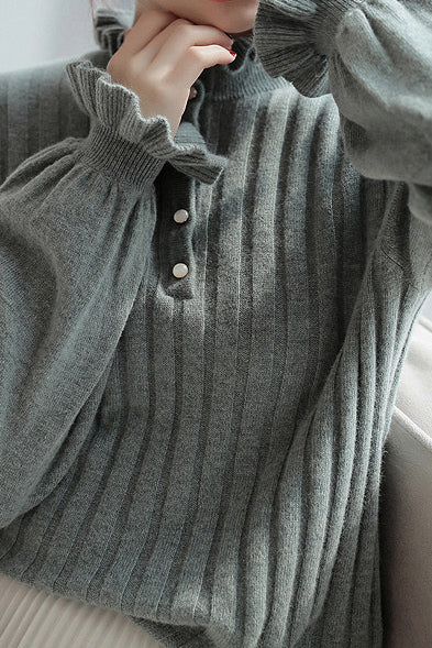 Sweter z francuskim dzianinowym kołnierzem w kształcie meduzy