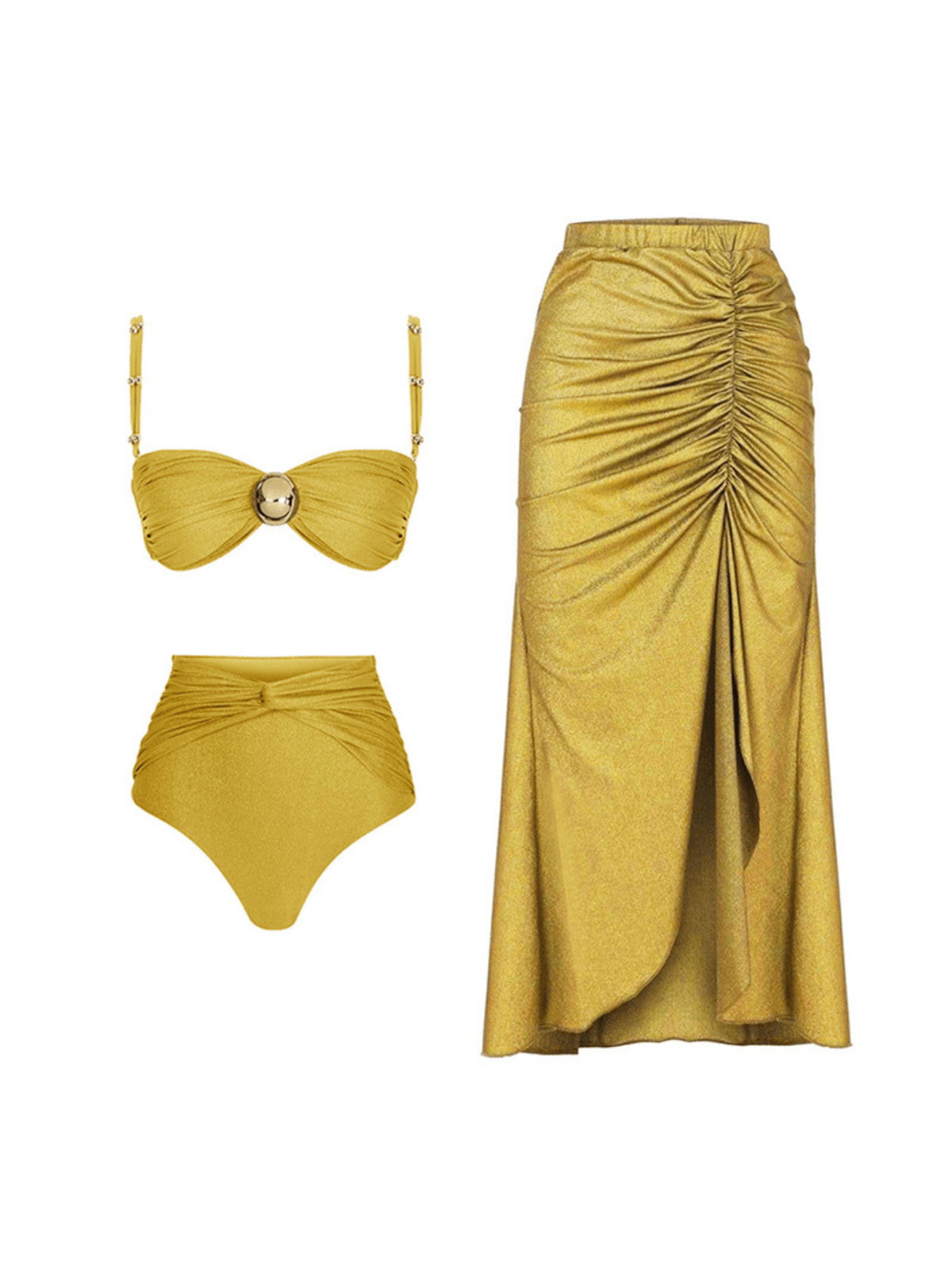 Marusya Burmalı Bikini-Pareo Üçlü Takım