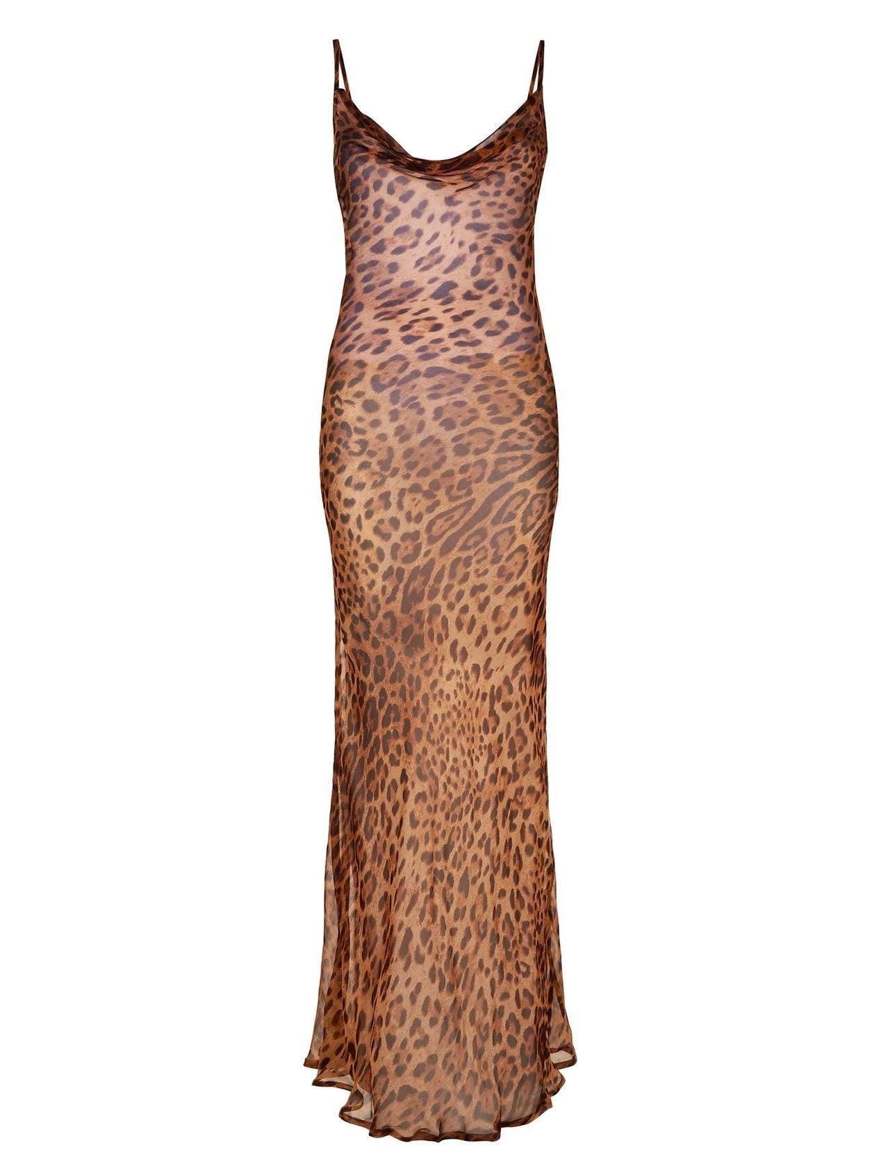 Melany Leopar Desenli Spagetti Maxi Pareo