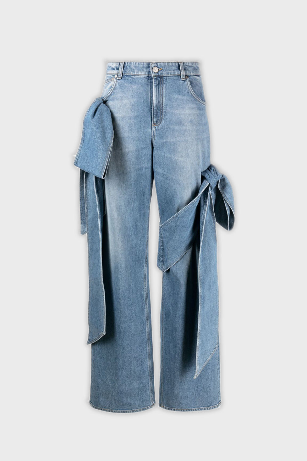 Nyla Yüksek Bel Fiyonklu Düz Kot Pantolon