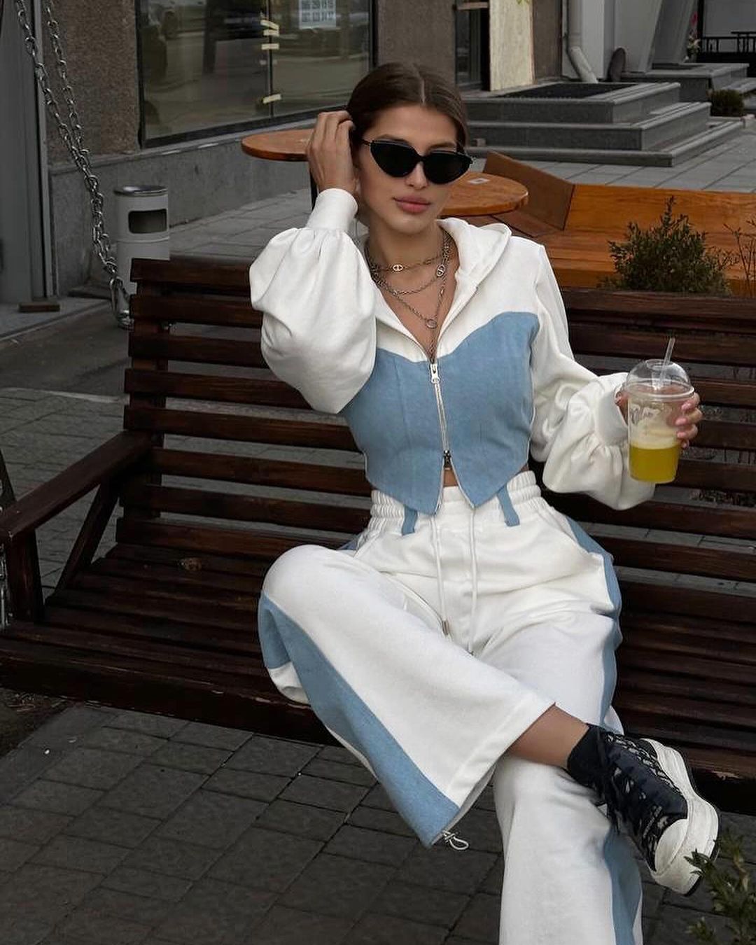 Viviana Kot Panel İnce Ceket Pantalon Takım