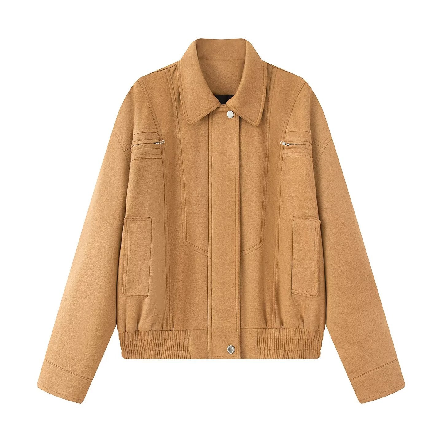 Cropped Süet Görünümlü Mont