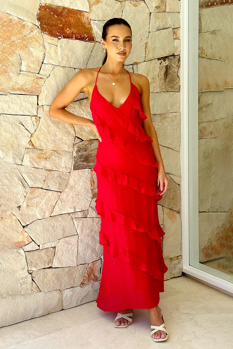 Sophia Maxi Elbise - Kırmızı