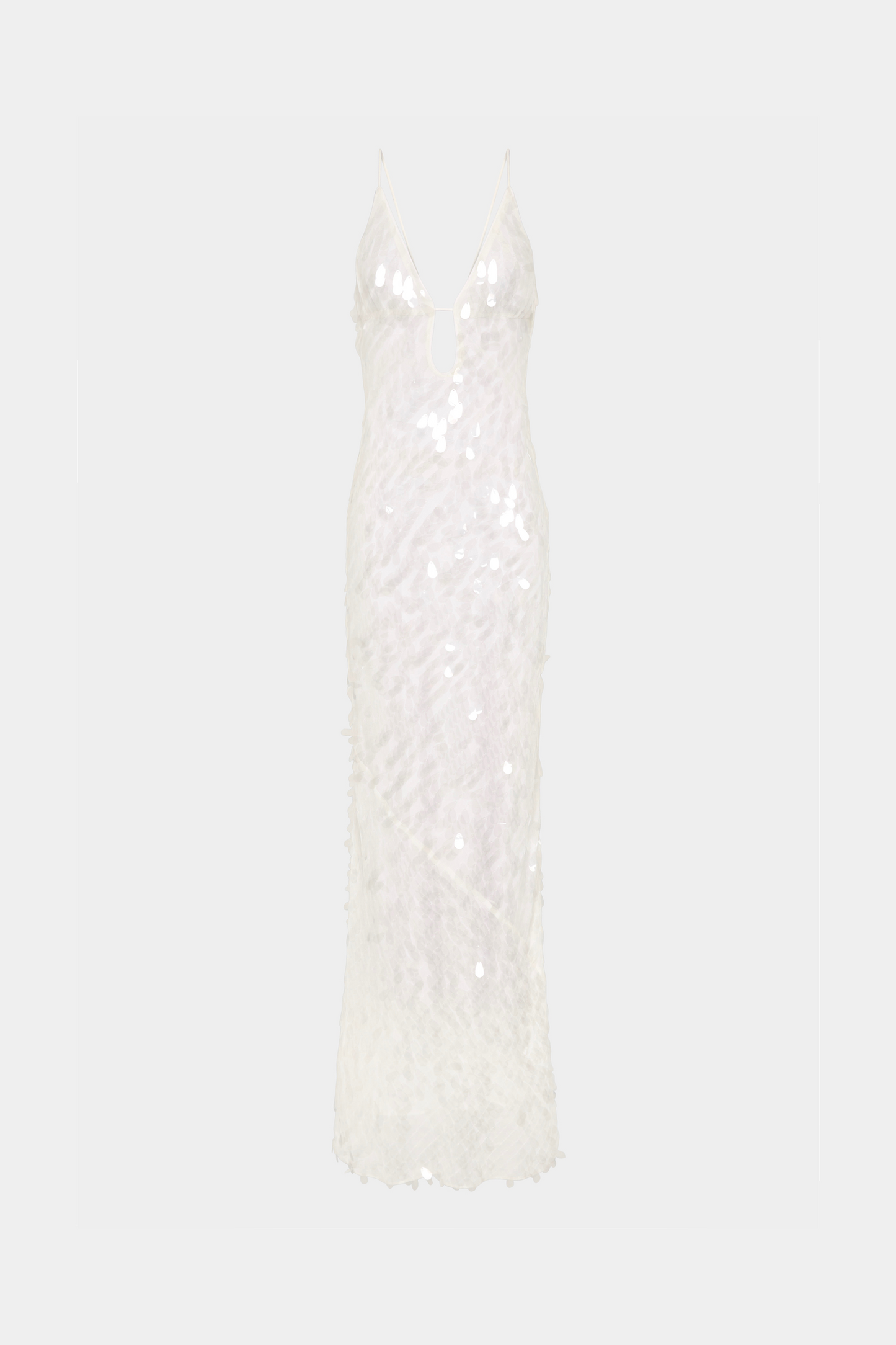 Safir Payetli Maxi Elbise-Beyaz