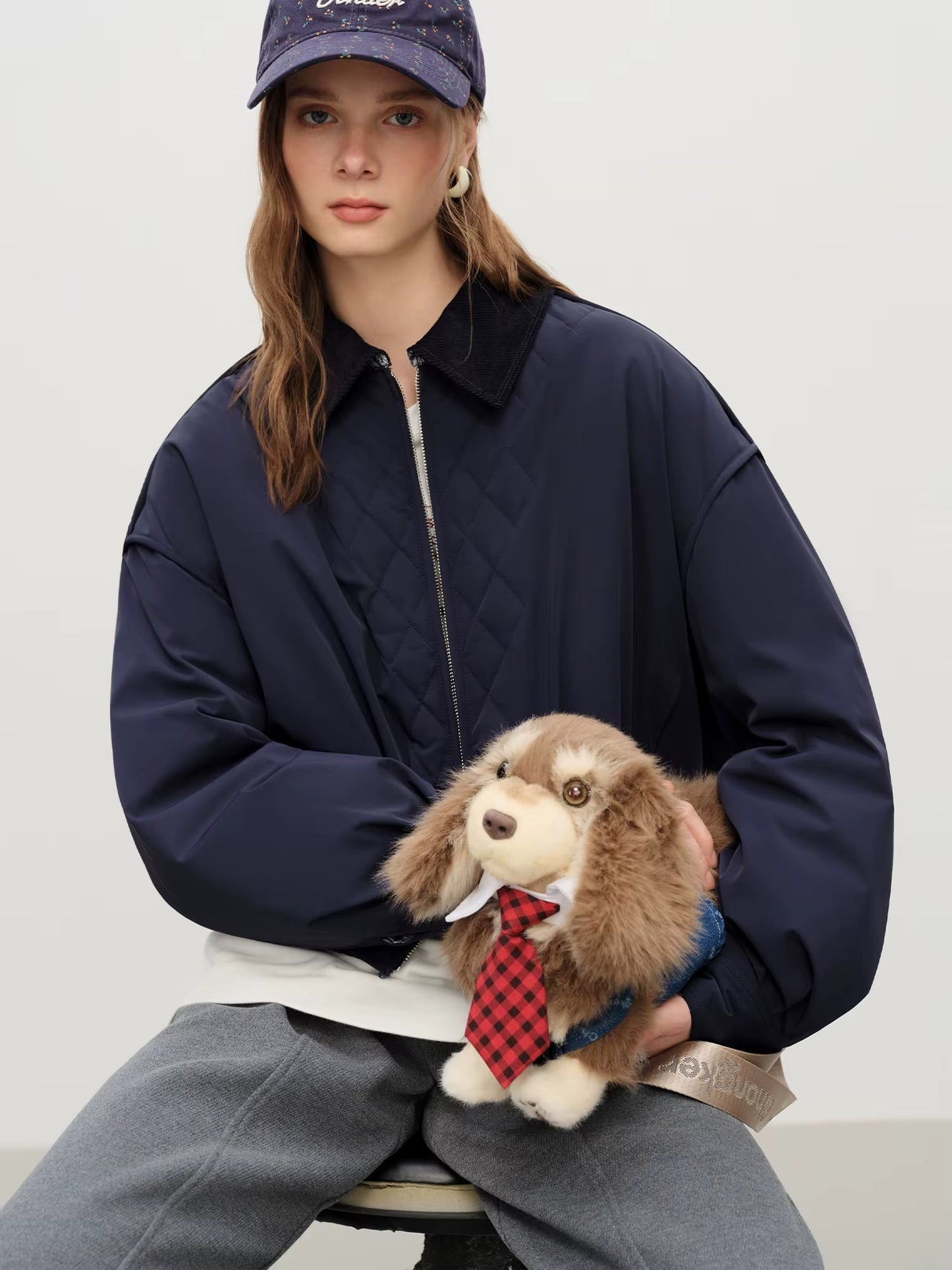 Ekose Panelli Kısa Mont