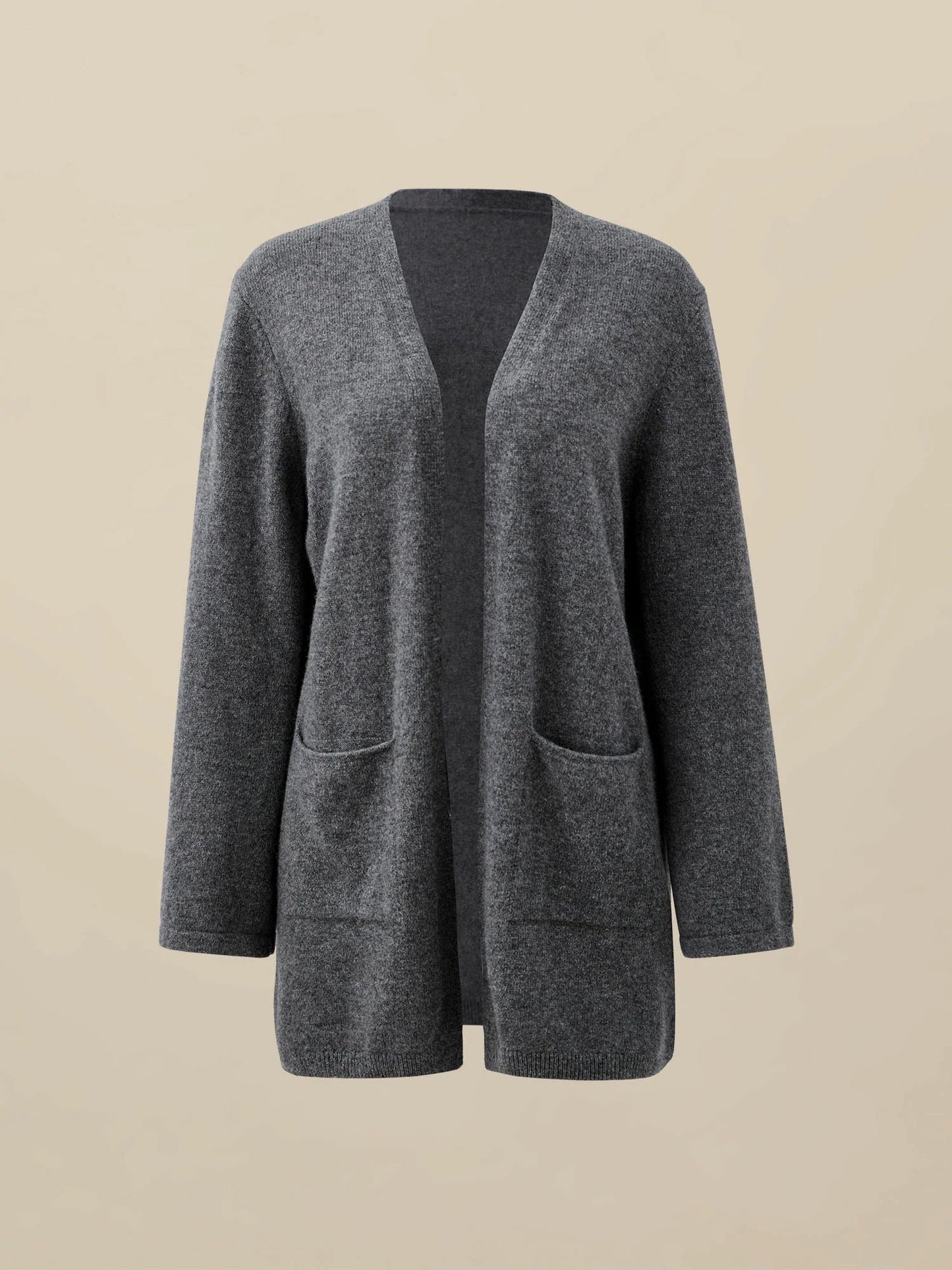 Kadın %100 Yün V Yaka Bol Örgü Ceket
