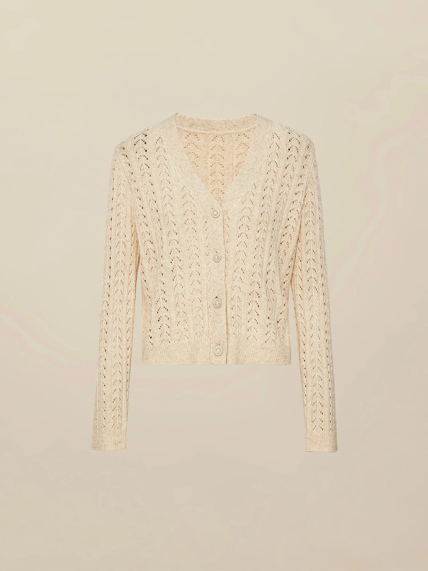 Amoretu Lyocell & Keten Ajur Payet Örme Hırka