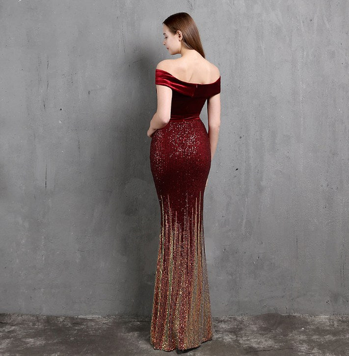Michelle Kadife Abiye Maxi Elbise