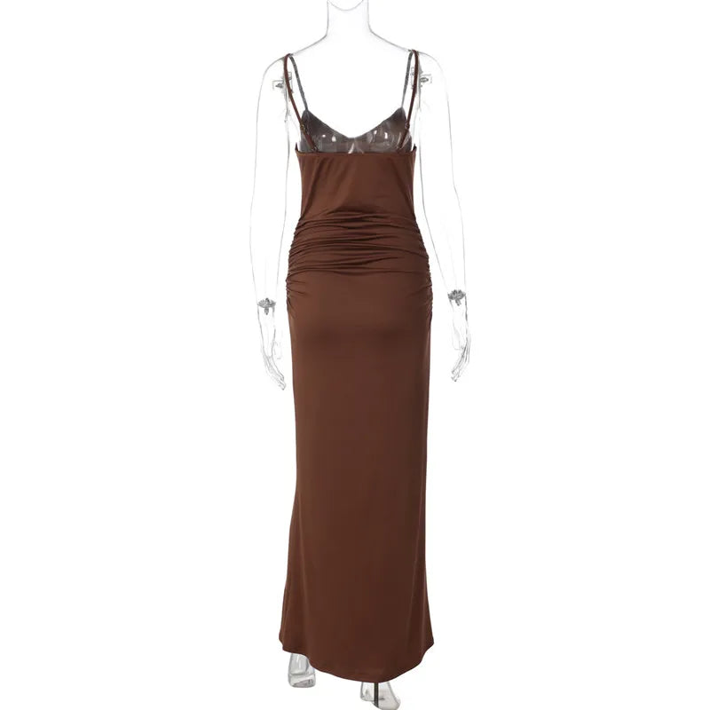Solstice Maxi Elbise - Kahverengi