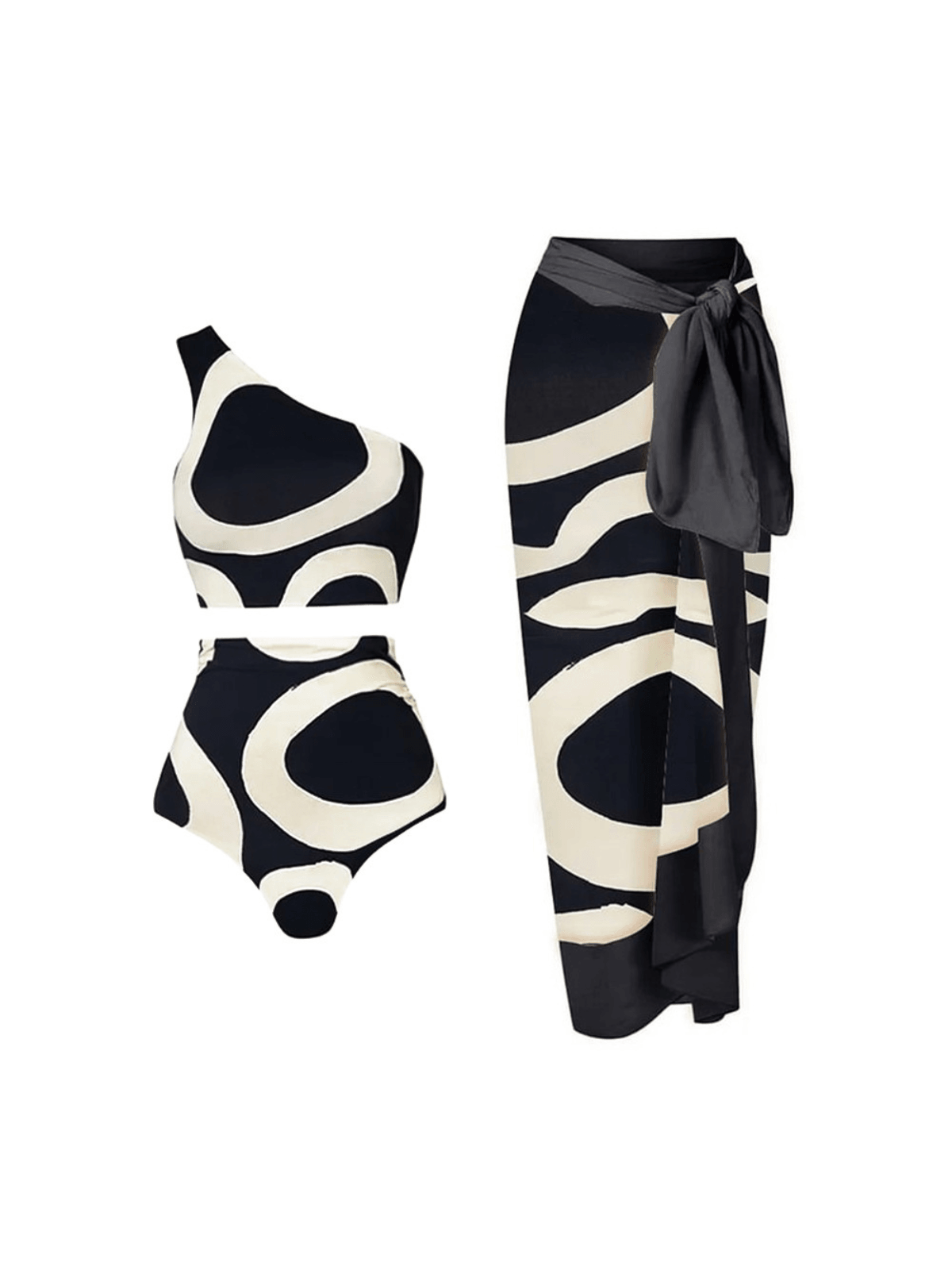 Teresa Baskılı Pareo-Bikini Üçlü Takım