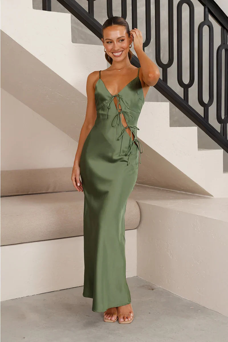 Isadora Maxi Elbise - Zeytin Yeşili