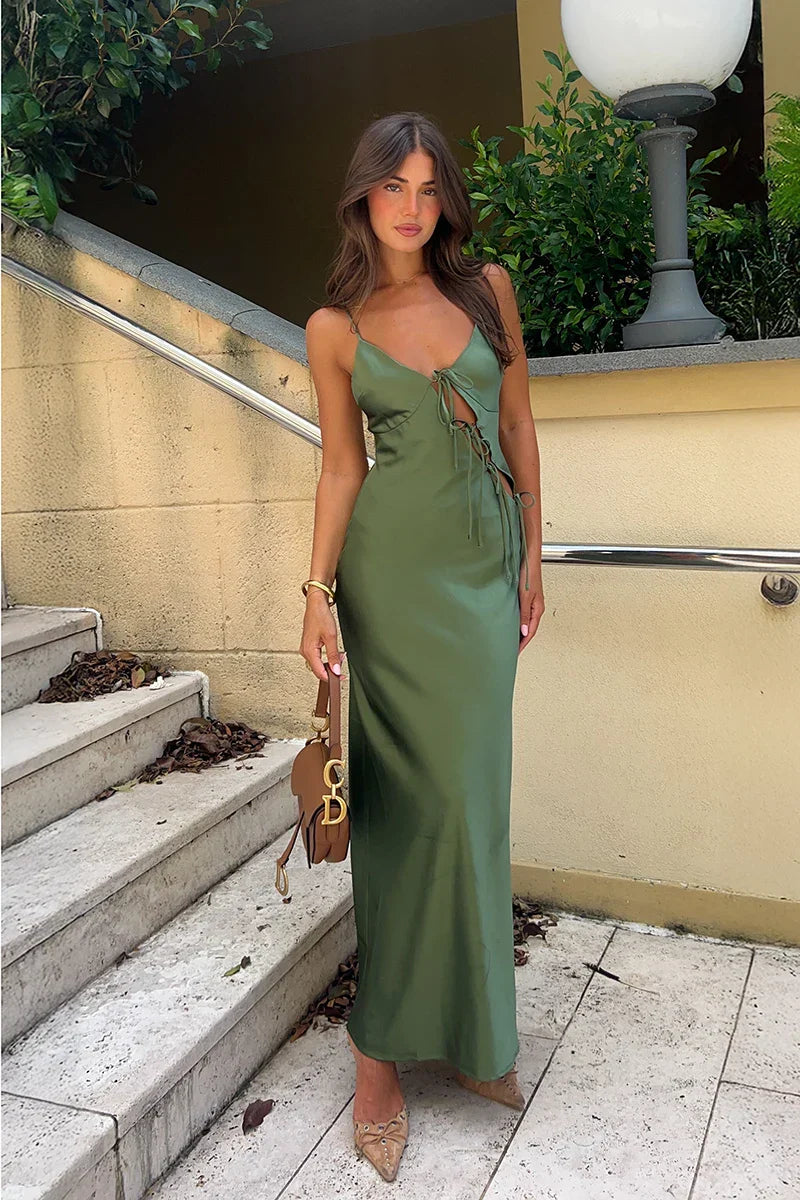 Isadora Maxi Elbise - Zeytin Yeşili