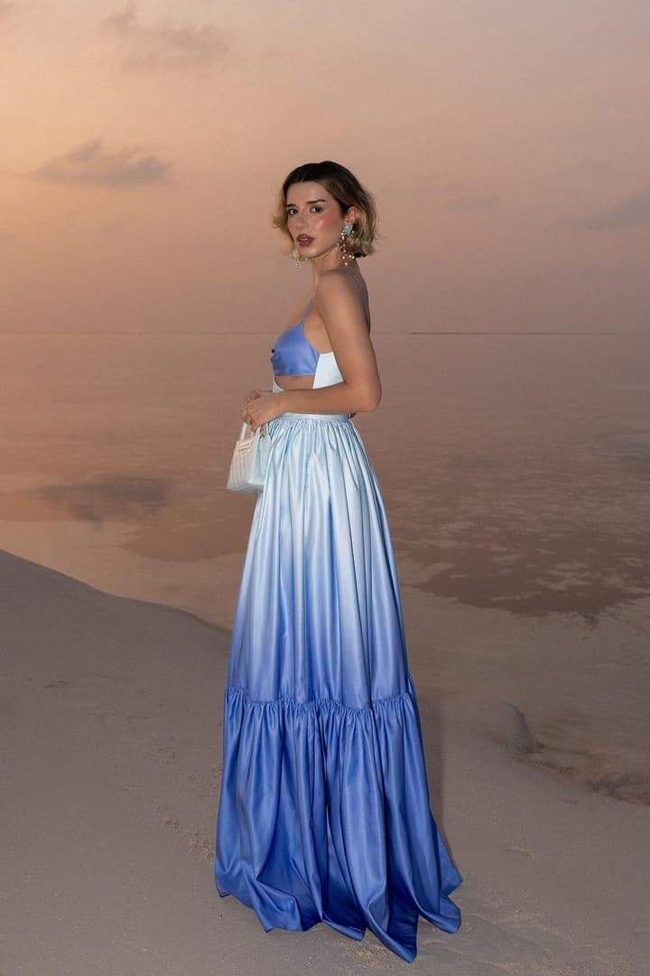 Ethel Cut-Out Degrade Maxi Slip Elbise