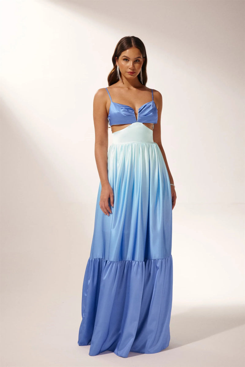 Ethel Cut-Out Degrade Maxi Slip Elbise