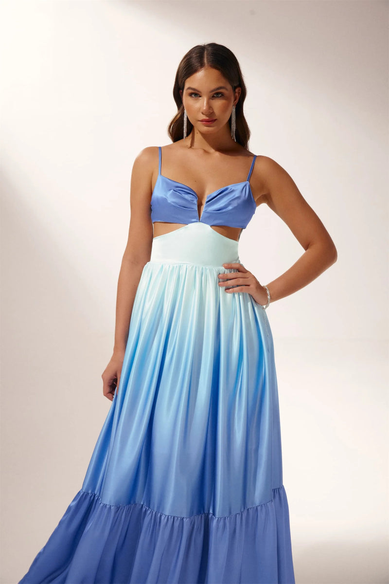 Ethel Cut-Out Degrade Maxi Slip Elbise