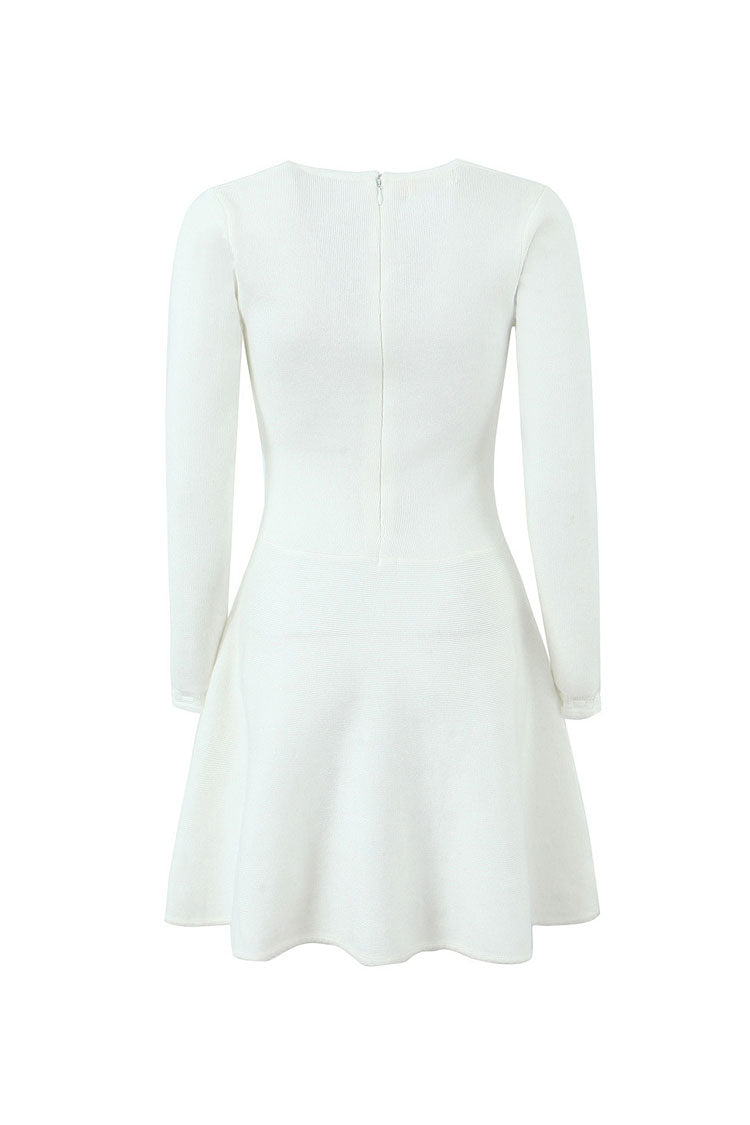 French Flare Örme Mini Elbise