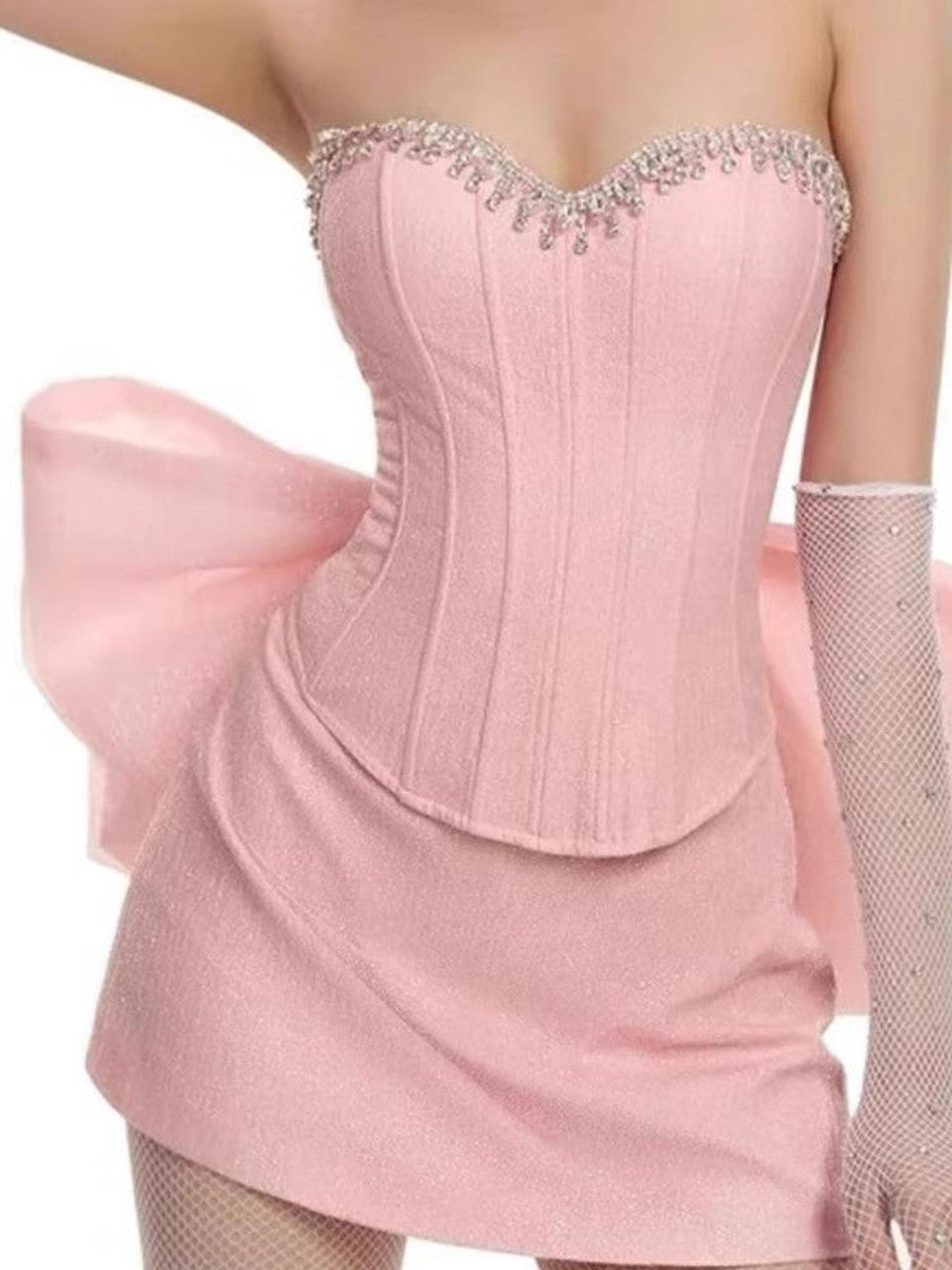 Rhinestone İki Parçalı Mini Elbise