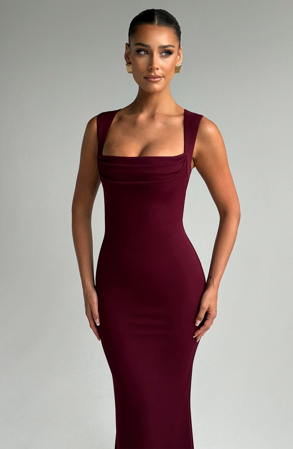 Helena Maxi Elbise - Bordo