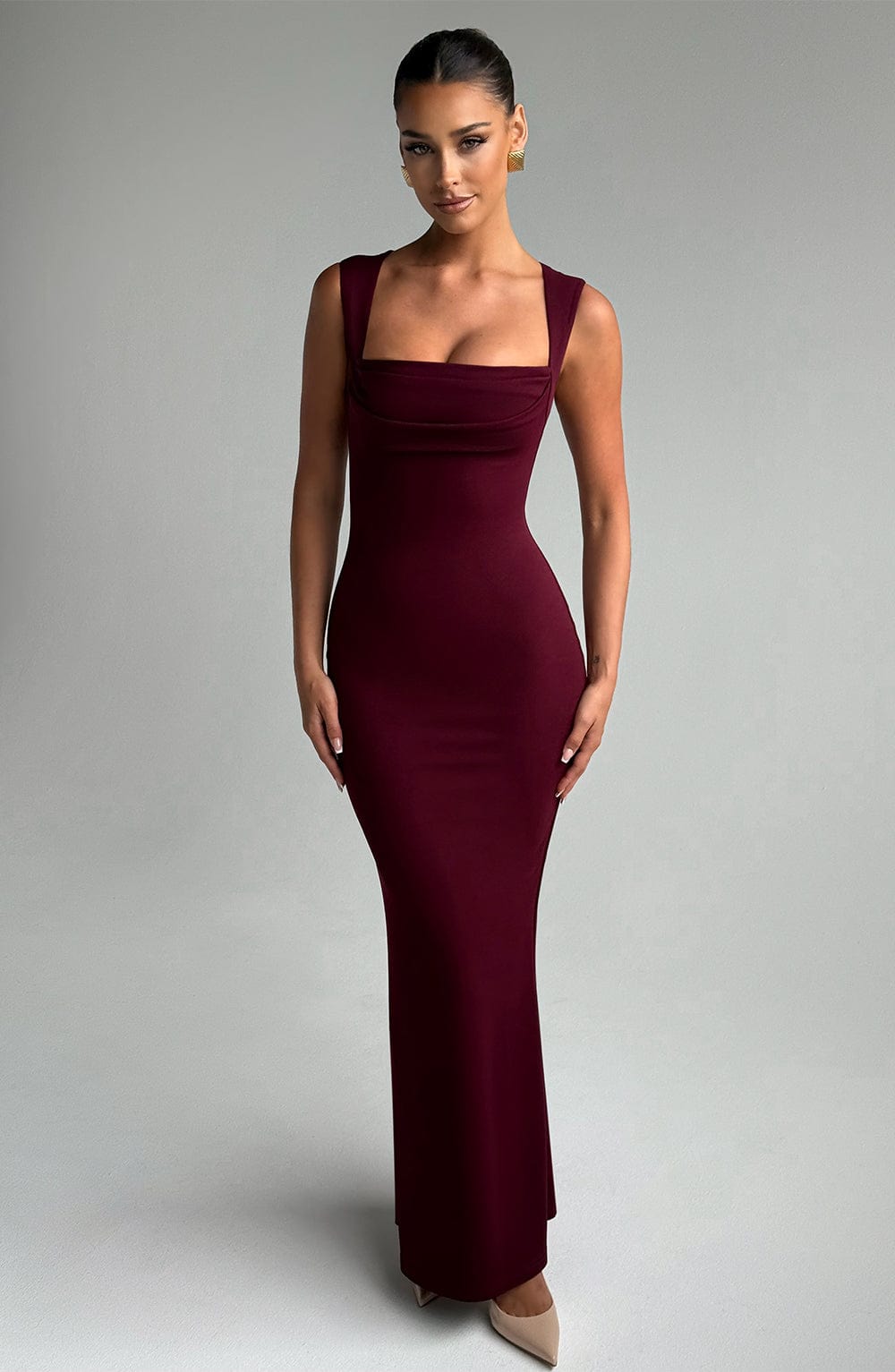 Helena Maxi Elbise - Bordo