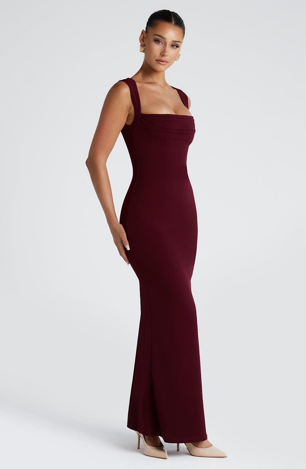 Helena Maxi Elbise - Bordo