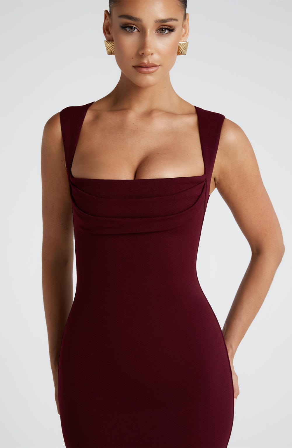 Helena Maxi Elbise - Bordo