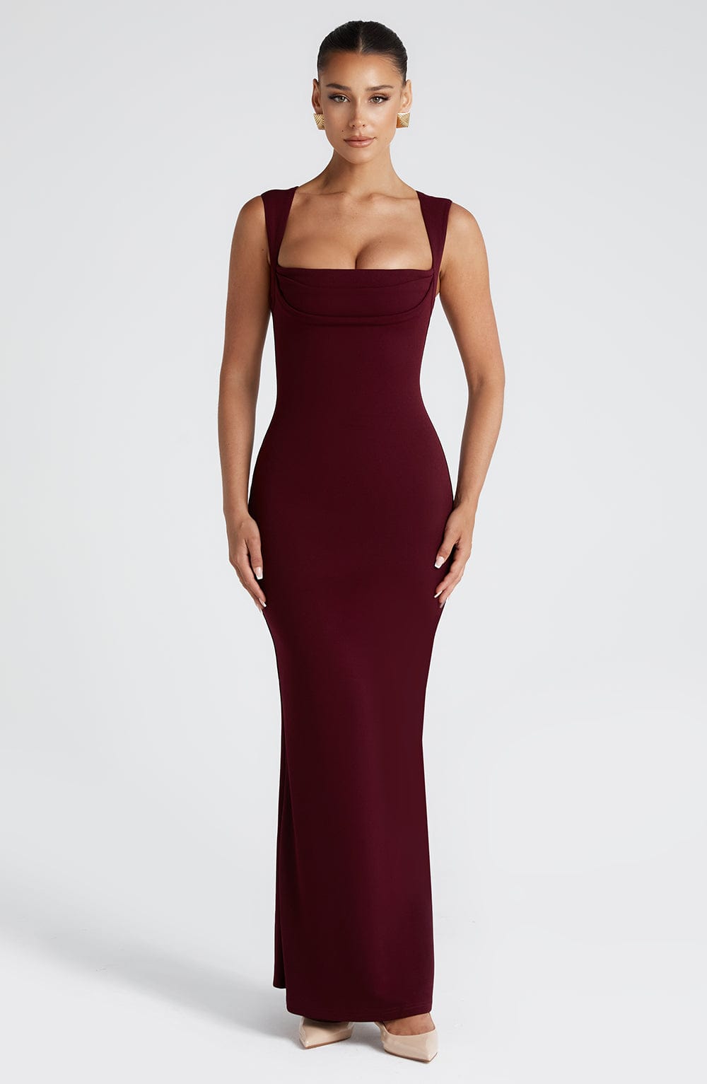 Helena Maxi Elbise - Bordo