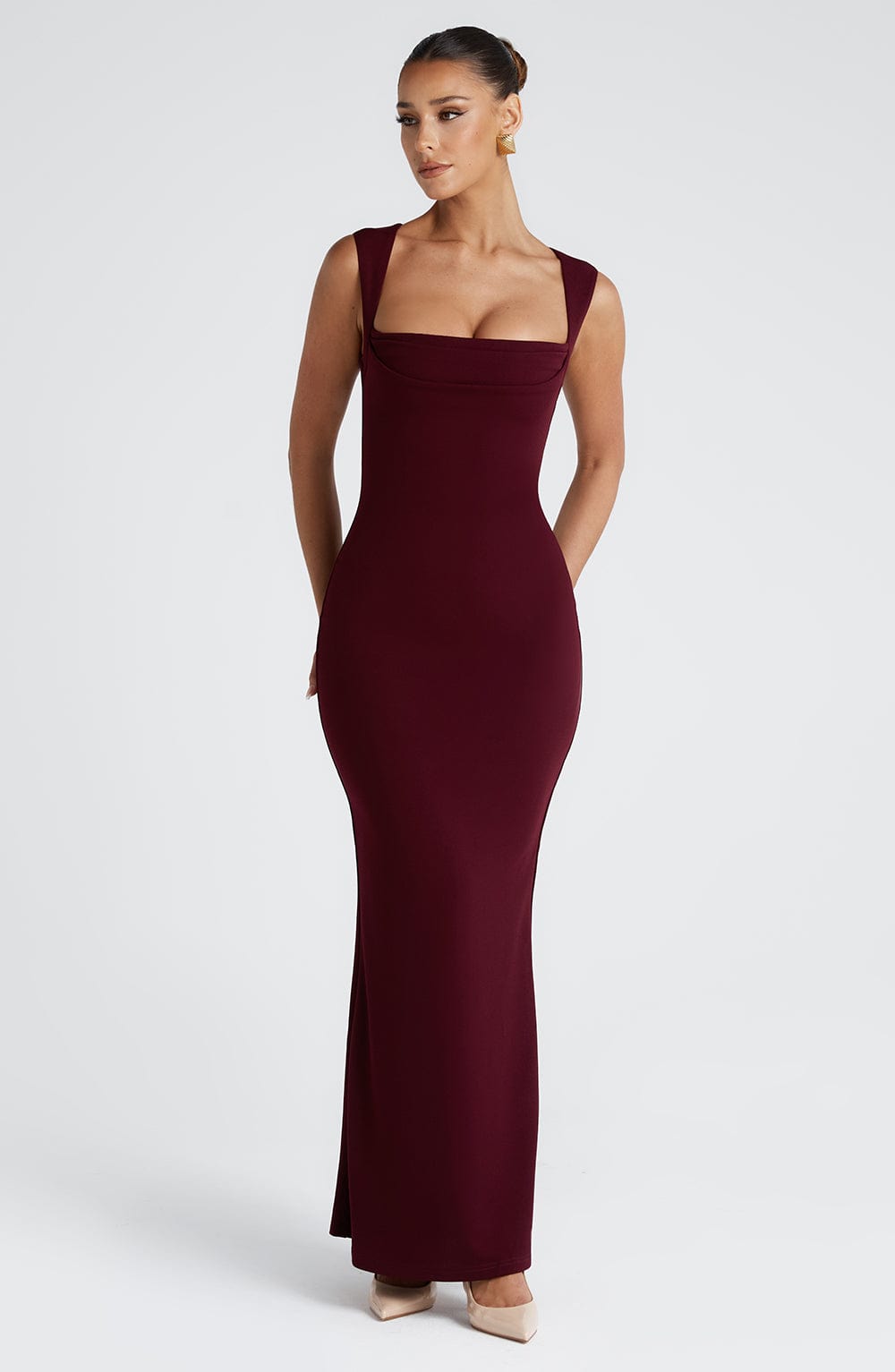 Helena Maxi Elbise - Bordo
