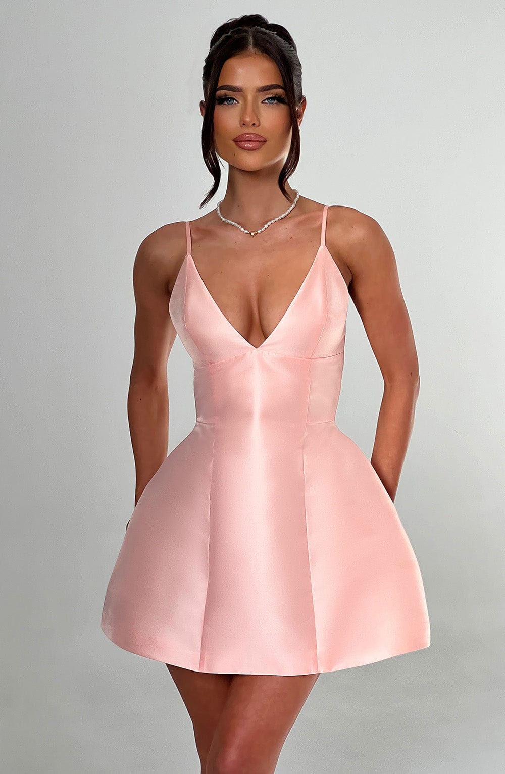 Nicole Mini Elbise - Pembe