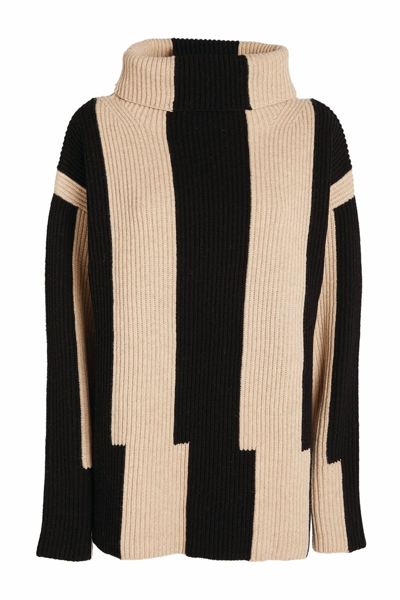 Kolorowy sweter z wysokim kołnierzem Penelope