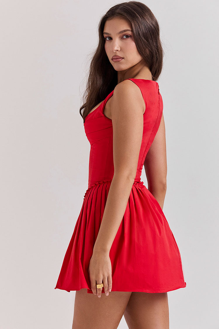 Seksi Kenzi Yazlık Mini Elbise - Kırmızı